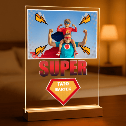 Superbohater tata - Druk na szkle, spersonalizowany prezent dla taty - Adamell.pl