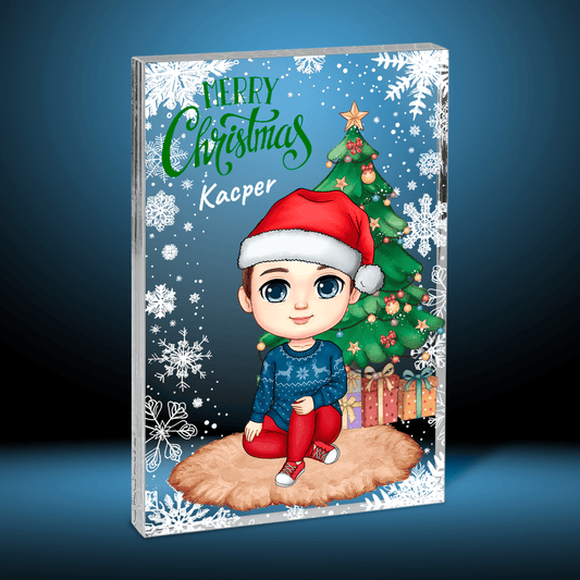 Świąteczna grafika dziecka + imię - Druk na szkle, spersonalizowany prezent dla dziecka - Adamell.pl