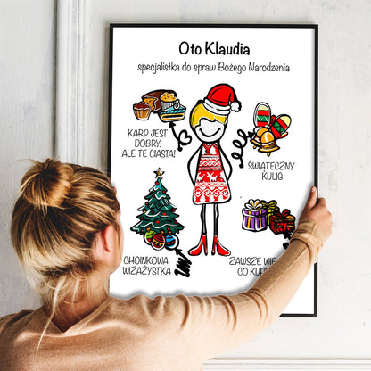 Świąteczna specjalistka - plakat, spersonalizowany prezent dla dziewczyny - Adamell.pl
