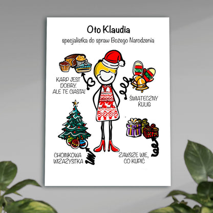 Świąteczna specjalistka - plakat, spersonalizowany prezent dla dziewczyny - Adamell.pl