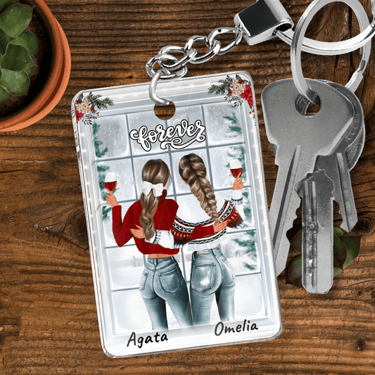 Świąteczne siostry - brelok do kluczy, spersonalizowany prezent dla siostry - Adamell.pl