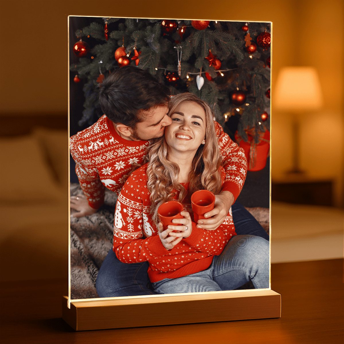 Świąteczne zdjęcie z dziewczyną - Druk na szkle, spersonalizowany prezent dla dziewczyny - Adamell.pl