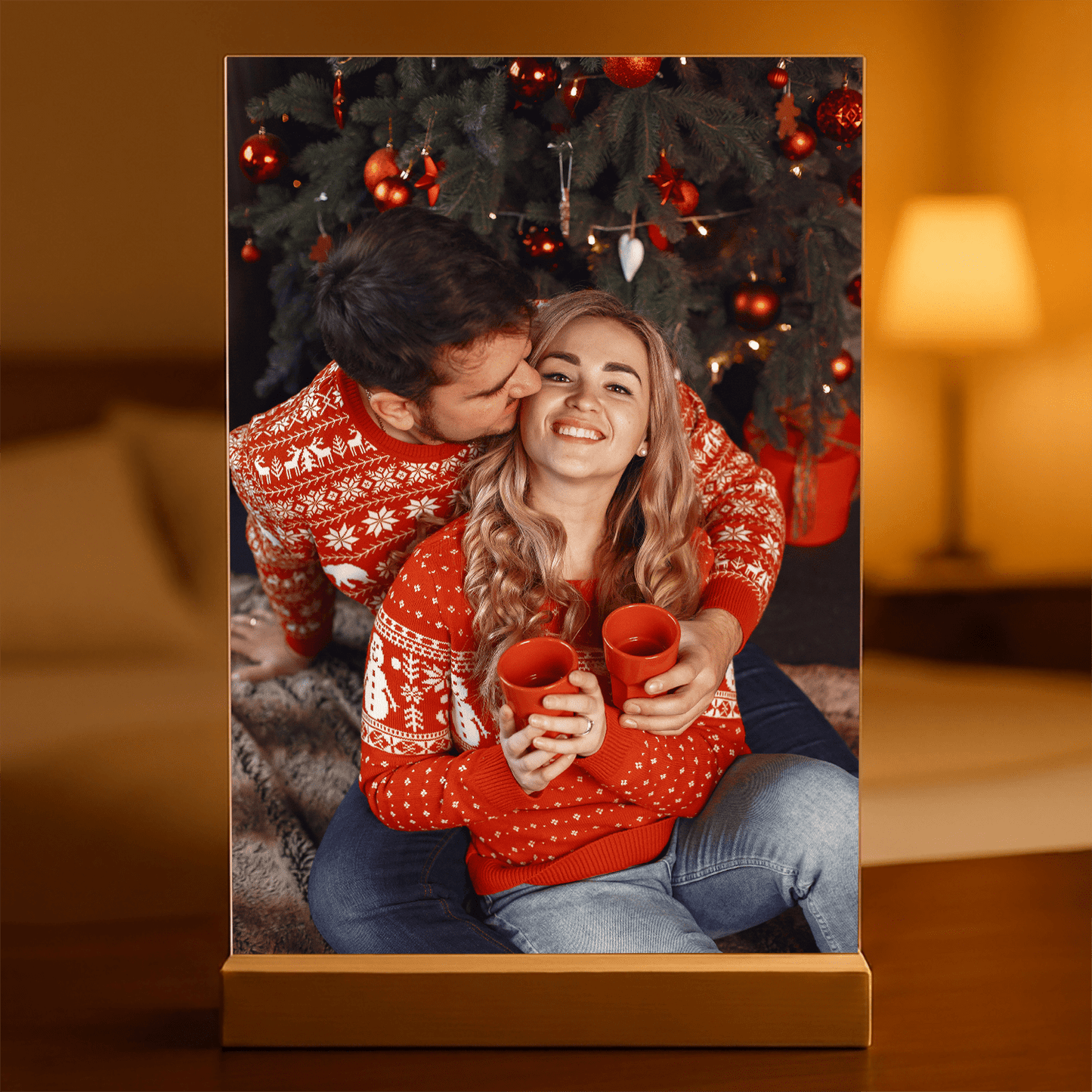 Świąteczne zdjęcie z dziewczyną - Druk na szkle, spersonalizowany prezent dla dziewczyny - Adamell.pl