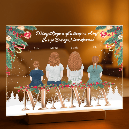 Świąteczne życzenia dla mamy clipart - Druk na szkle, spersonalizowany prezent dla mamy - Adamell.pl
