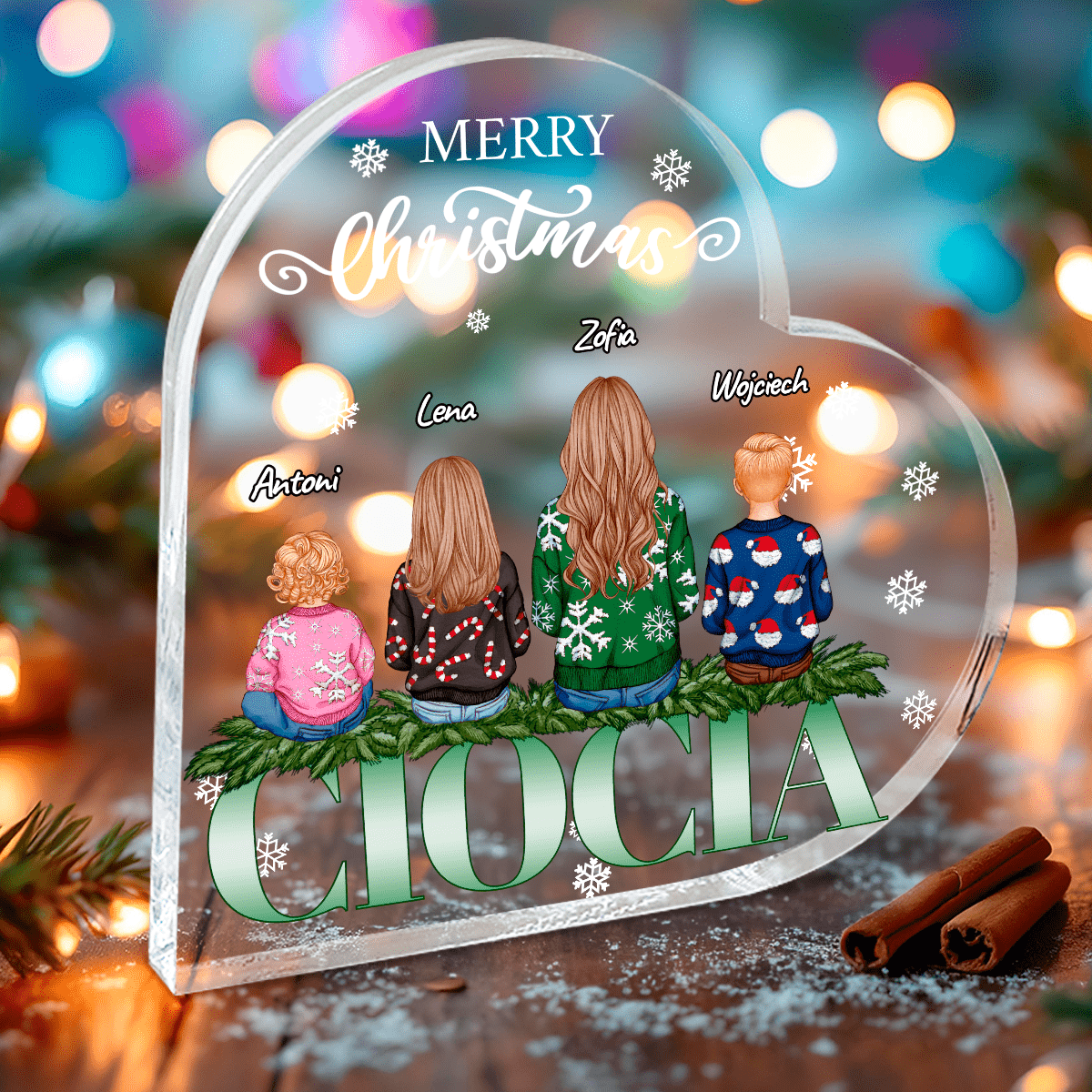 Świąteczny clipart ciocia - Druk na szkle, spersonalizowany prezent dla cioci - Adamell.pl