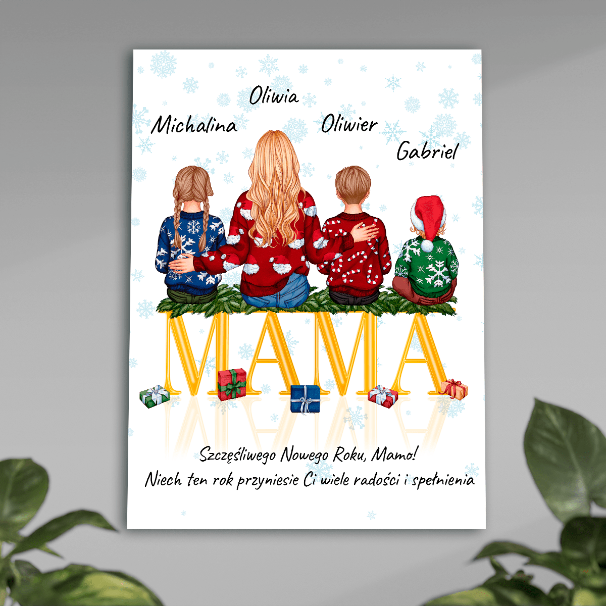 Świąteczny Clipart MAMA + życzenia noworoczne - plakat, spersonalizowany prezent dla mamy - Adamell.pl