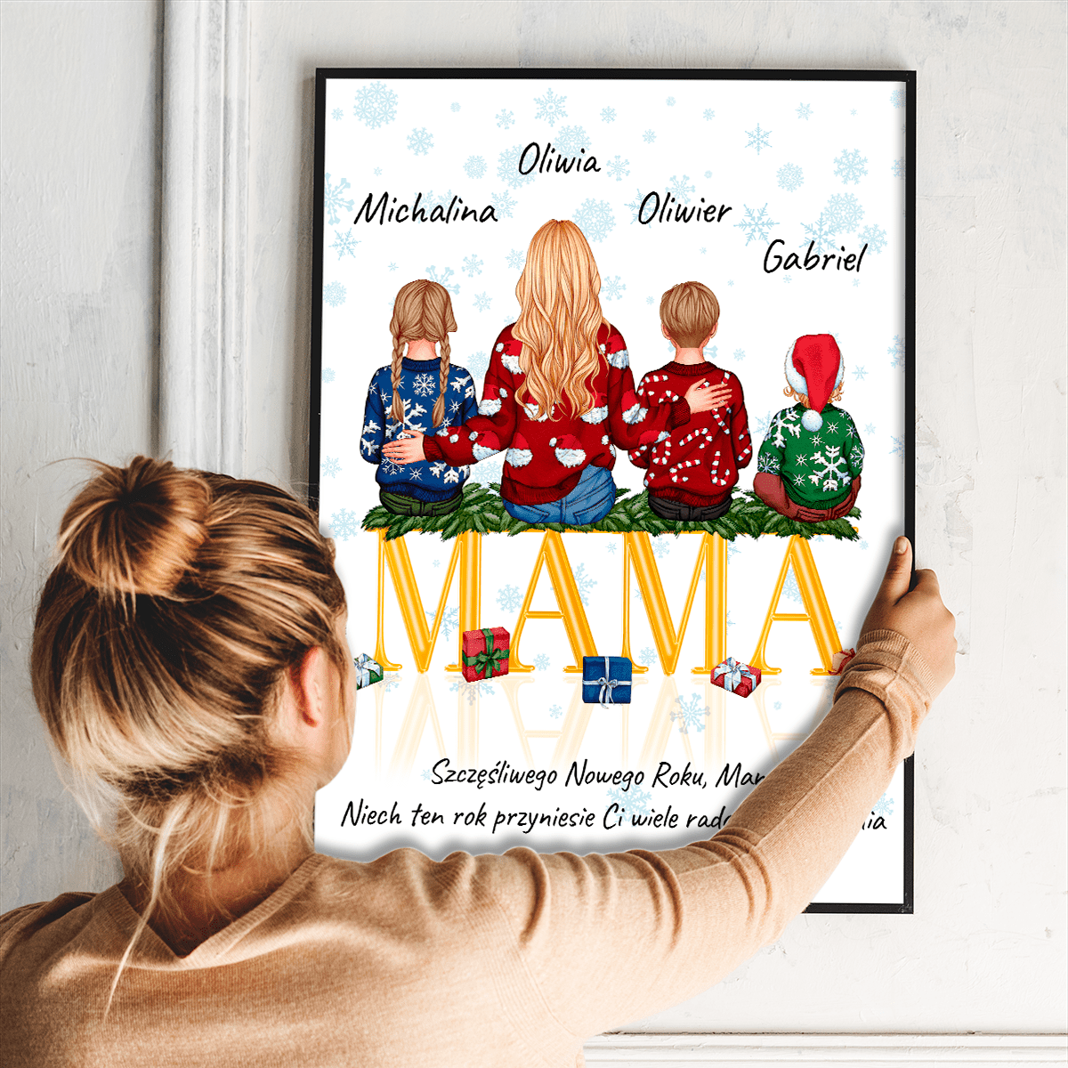 Świąteczny Clipart MAMA + życzenia noworoczne - plakat, spersonalizowany prezent dla mamy - Adamell.pl