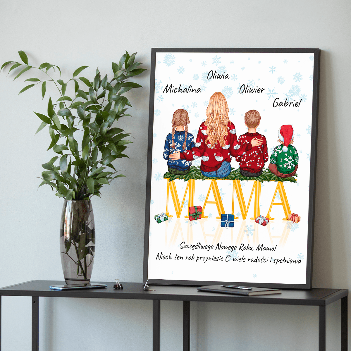 Świąteczny Clipart MAMA + życzenia noworoczne - plakat, spersonalizowany prezent dla mamy - Adamell.pl