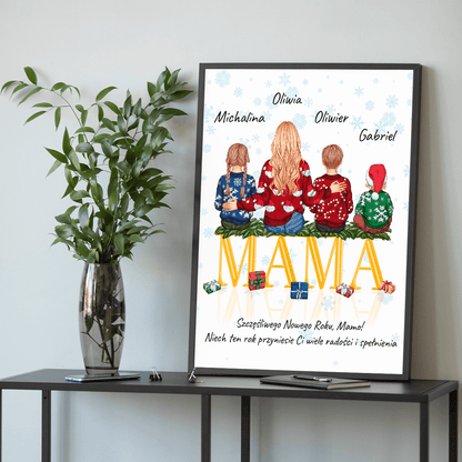 Świąteczny Clipart MAMA + życzenia noworoczne - plakat, spersonalizowany prezent dla mamy - Adamell.pl
