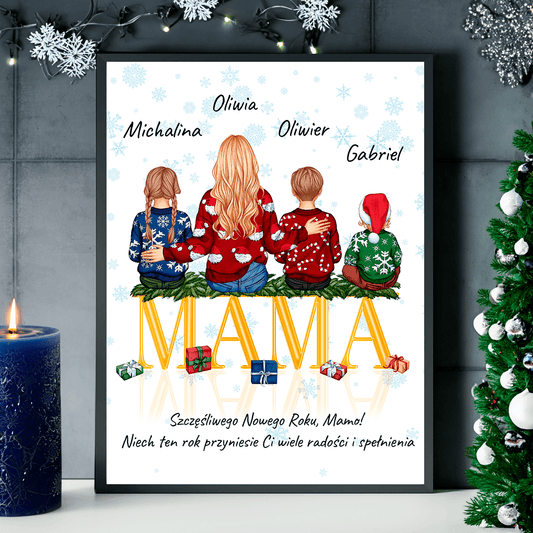 Świąteczny Clipart MAMA + życzenia noworoczne - plakat, spersonalizowany prezent dla mamy - Adamell.pl