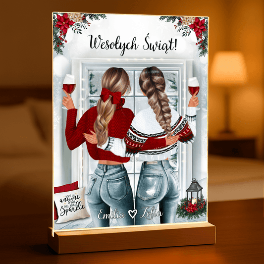 Świąteczny Clipart PRZYJACIÓŁKI - Druk na szkle, spersonalizowany prezent dla przyjaciółki - Adamell.pl