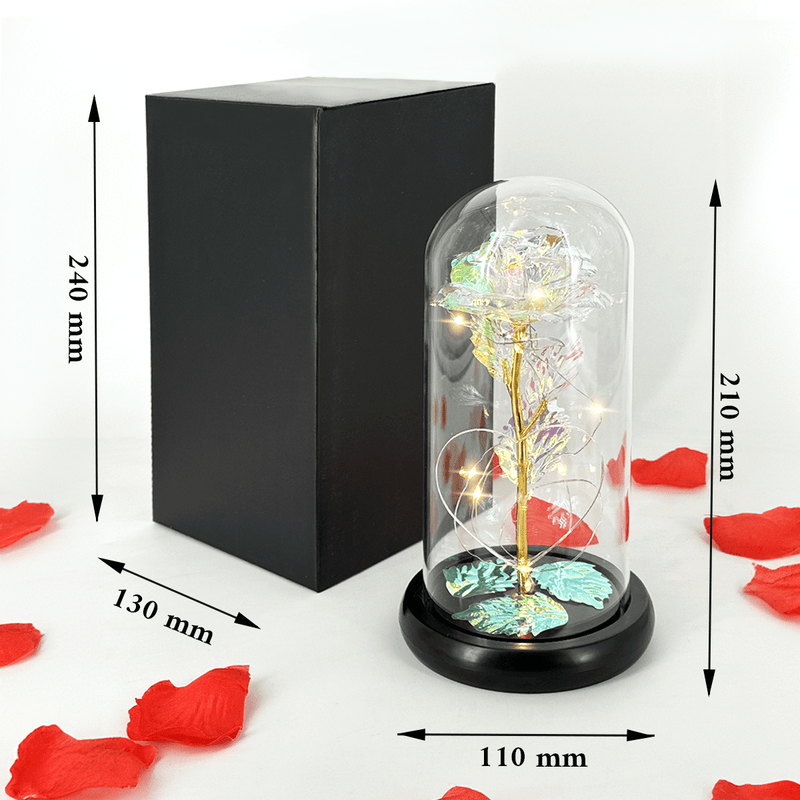 Świecąca róża wieczna LED w szkle + spersonalizowane serce NAJLEPSZA MAMA + IMIĘ - Adamell.pl
