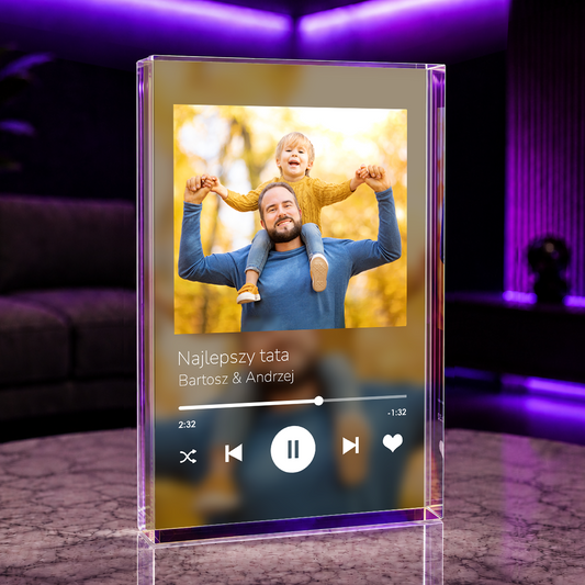 Najlepszy tata - Spotify - Druk na szkle, spersonalizowany prezent dla taty