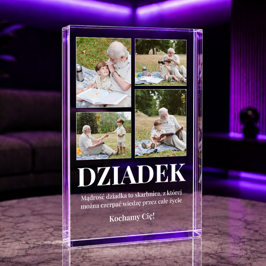 Mądrość dziadka - Druk na szkle, spersonalizowany prezent dla dziadka