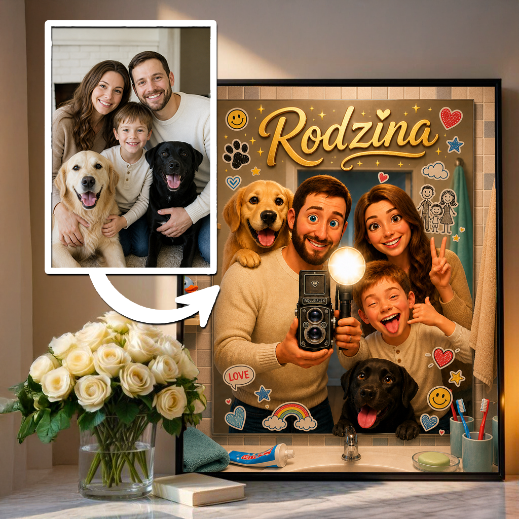 Szalone Selfie w Lustrze – Personalizowany plakat dla rodziców - Adamell.pl