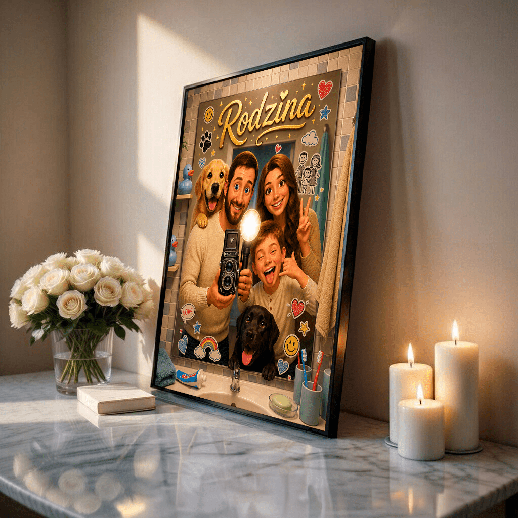 Szalone Selfie w Lustrze – Personalizowany plakat dla rodziców - Adamell.pl