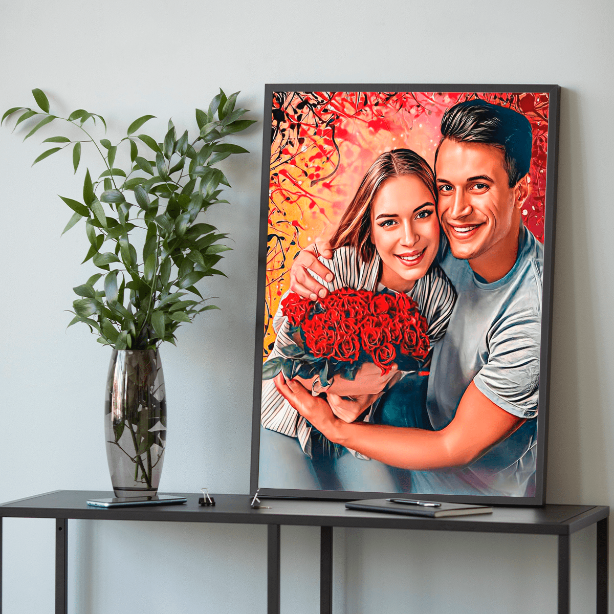 Szczęśliwa para zakochanych - plakat, spersonalizowany prezent dla pary - Adamell.pl