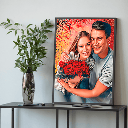 Szczęśliwa para zakochanych - plakat, spersonalizowany prezent dla pary - Adamell.pl