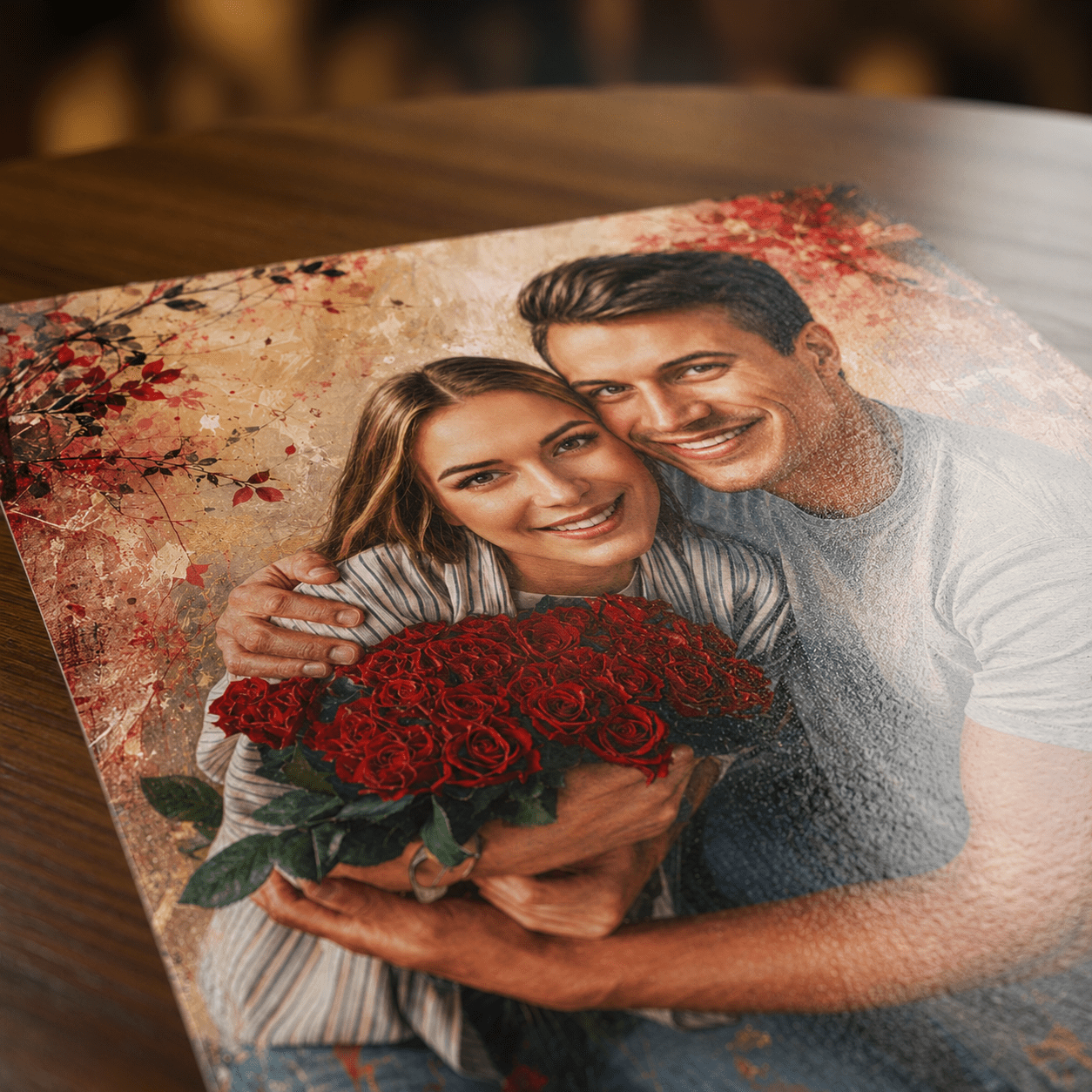 Szczęśliwa para zakochanych - plakat, spersonalizowany prezent dla pary - Adamell.pl