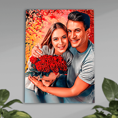 Szczęśliwa para zakochanych - plakat, spersonalizowany prezent dla pary - Adamell.pl