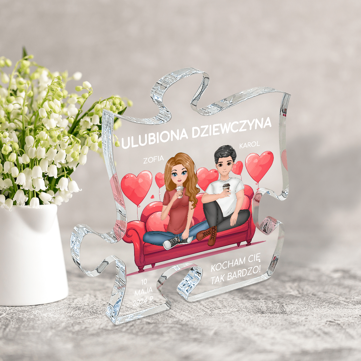 Tak bardzo Cię kocham - Druk na szkle - puzzel, spersonalizowany prezent dla dziewczyny - Adamell.pl