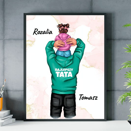 Tata i córka Clipart - plakat, spersonalizowany prezent dla taty - Adamell.pl