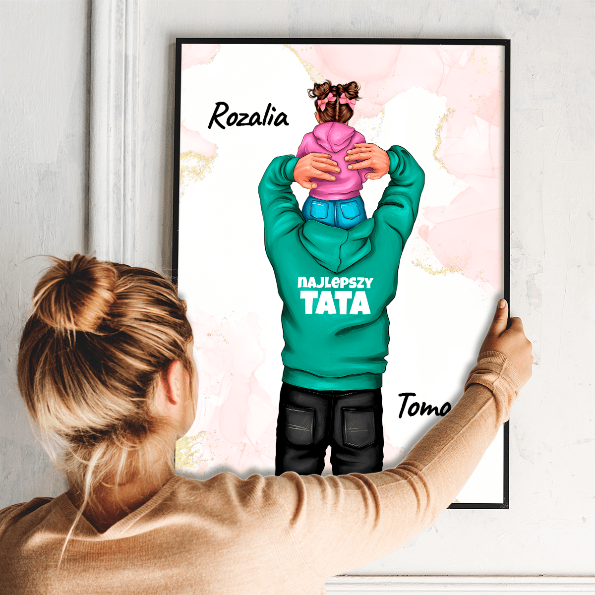 Tata i córka Clipart - plakat, spersonalizowany prezent dla taty - Adamell.pl