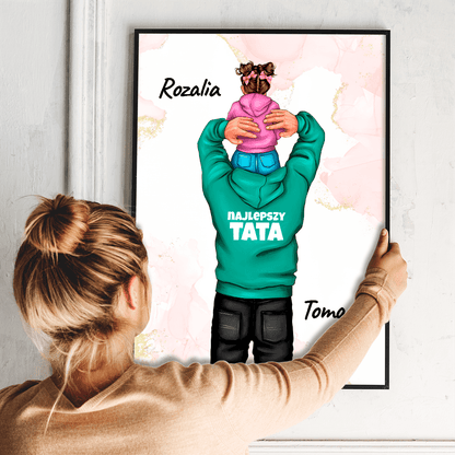 Tata i córka Clipart - plakat, spersonalizowany prezent dla taty - Adamell.pl