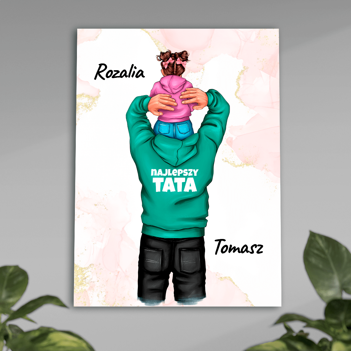 Tata i córka Clipart - plakat, spersonalizowany prezent dla taty - Adamell.pl