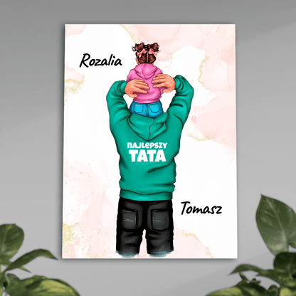 Tata i córka Clipart - plakat, spersonalizowany prezent dla taty - Adamell.pl