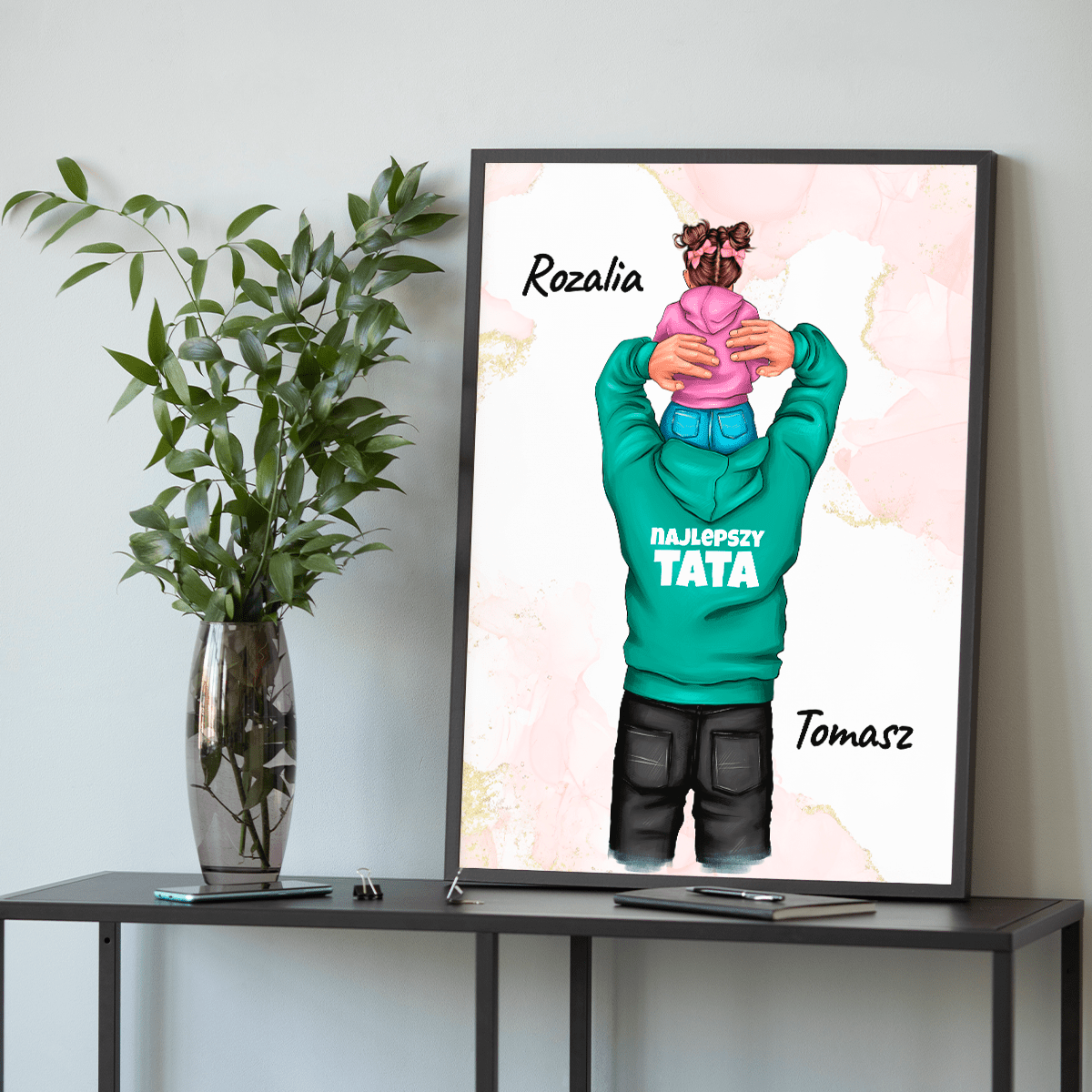 Tata i córka Clipart - plakat, spersonalizowany prezent dla taty - Adamell.pl