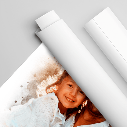 Tata i dziecko portret watercolour - plakat, spersonalizowany prezent dla taty - Adamell.pl