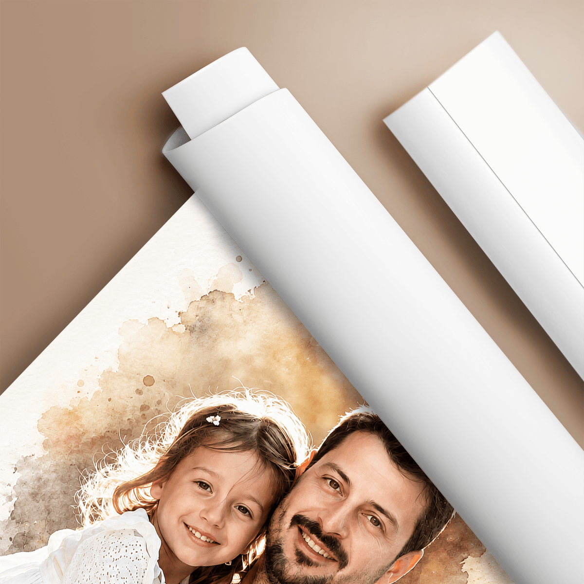 Tata i dziecko portret watercolour - plakat, spersonalizowany prezent dla taty - Adamell.pl