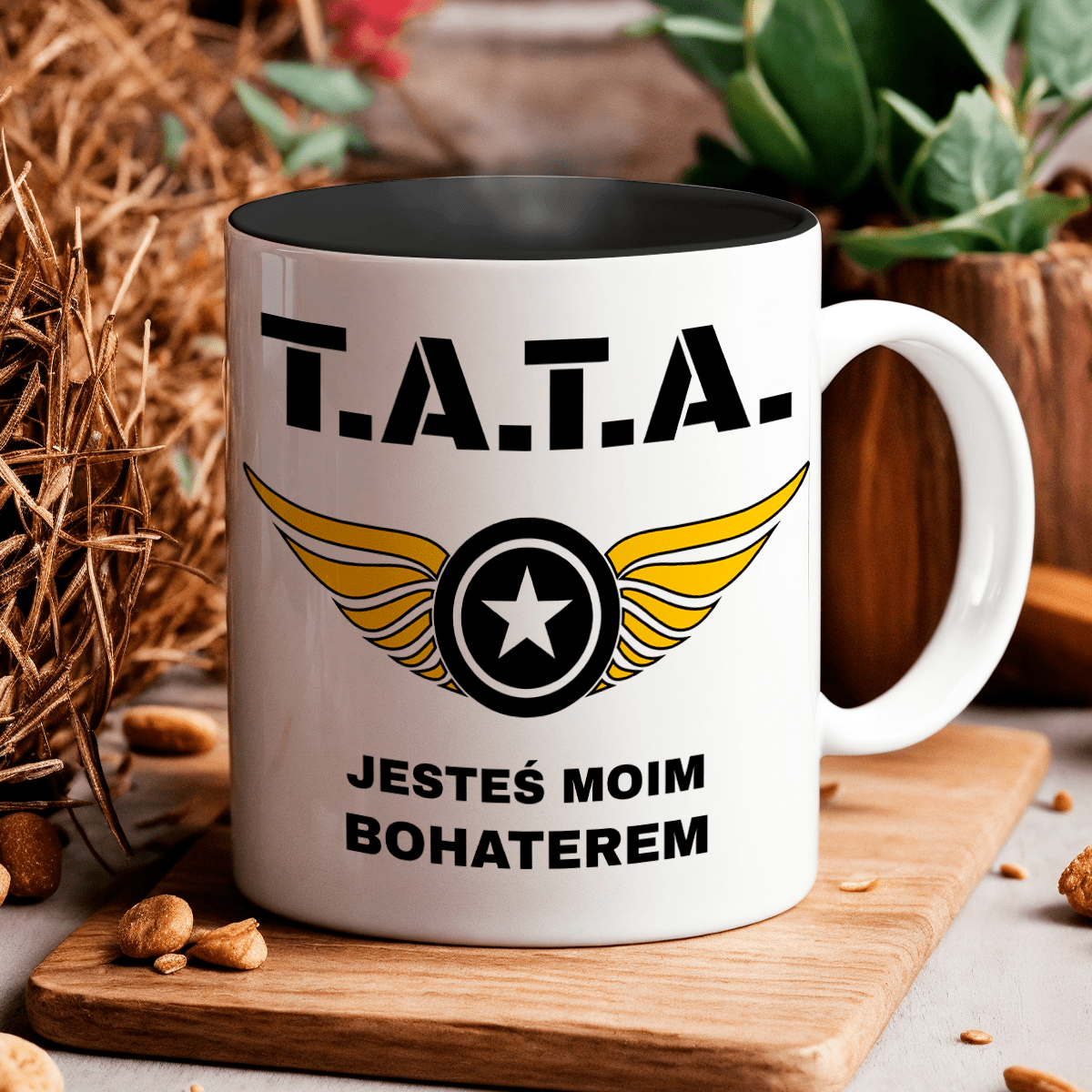 Tata moim bohaterem - 1x Kubek z nadrukiem, spersonalizowany prezent dla taty - Adamell.pl