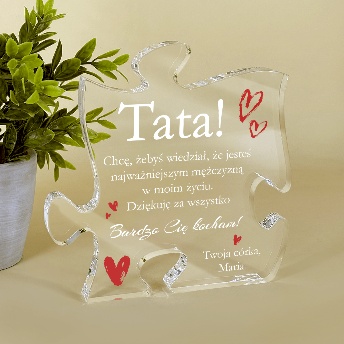 Tata najważniejszy na świecie - Druk na szkle - puzzel, spersonalizowany prezent dla taty - Adamell.pl