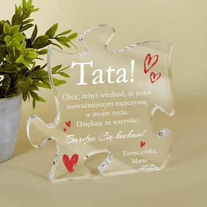 Tata najważniejszy na świecie - Druk na szkle - puzzel, spersonalizowany prezent dla taty - Adamell.pl