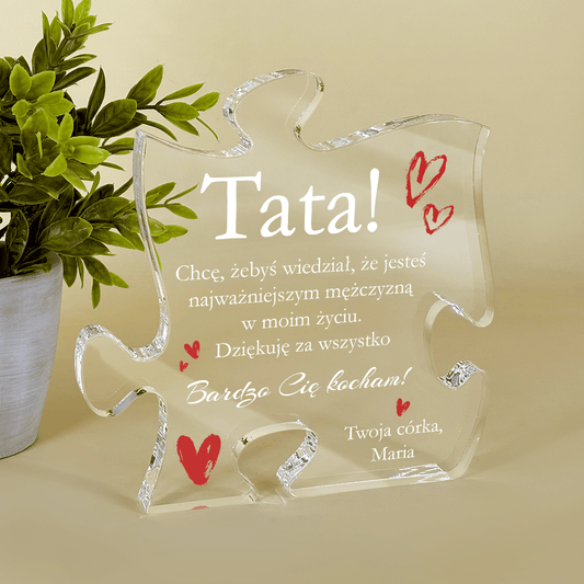 Tata najważniejszy na świecie - Druk na szkle - puzzel, spersonalizowany prezent dla taty - Adamell.pl