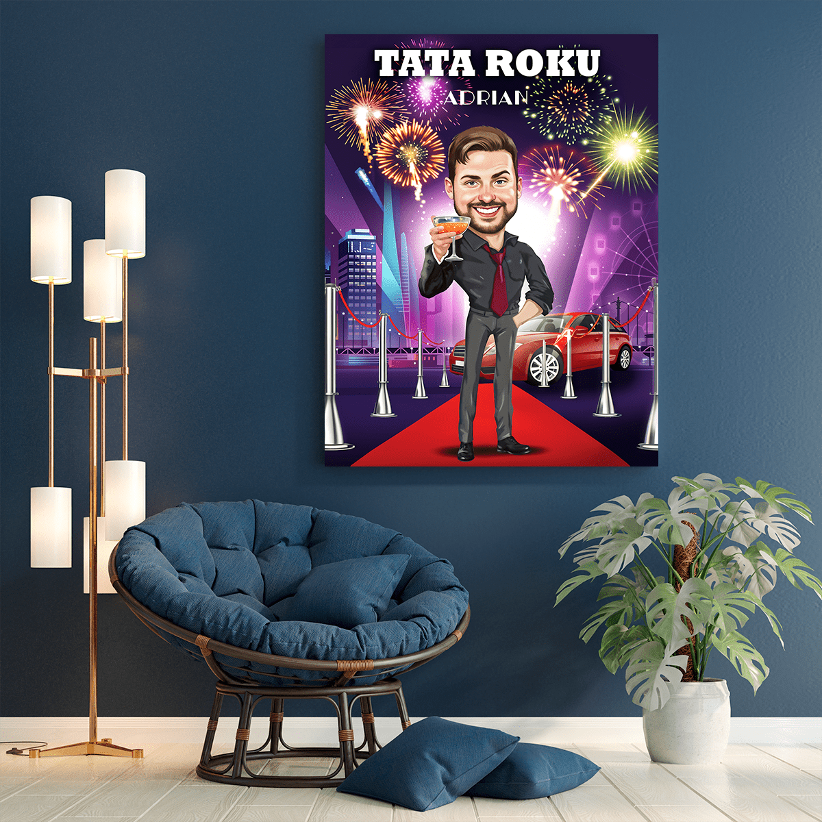 Tata roku ilustracja - druk na płótnie, spersonalizowany prezent dla taty - Adamell.pl