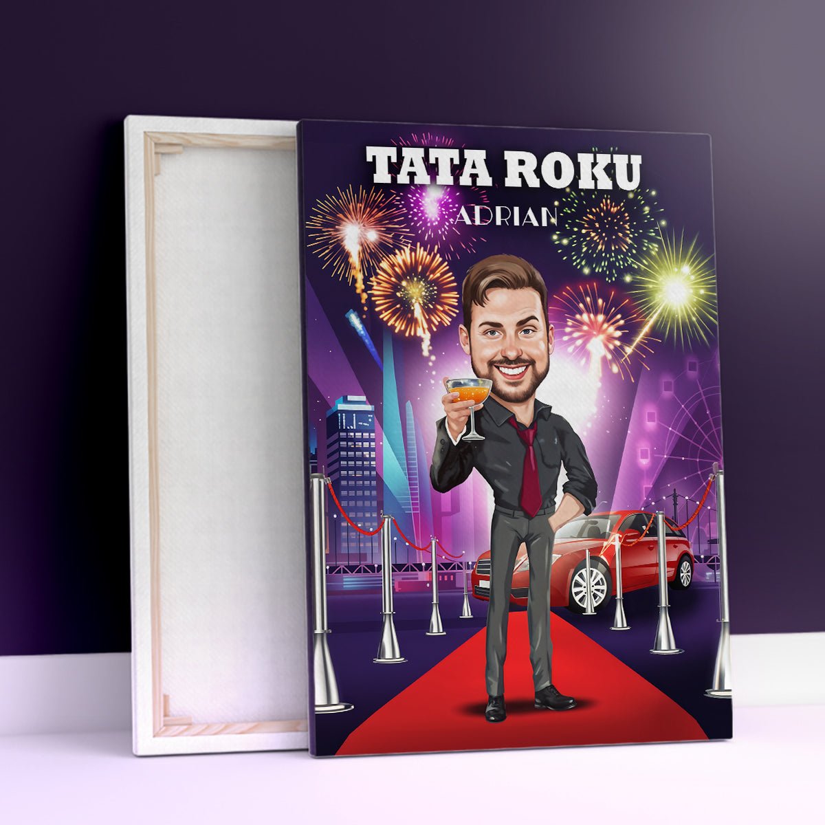 Tata roku ilustracja - druk na płótnie, spersonalizowany prezent dla taty - Adamell.pl
