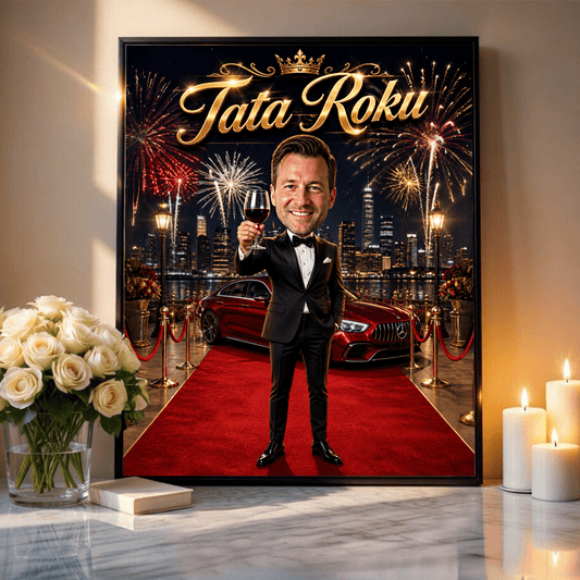 Tata roku ilustracja - plakat, spersonalizowany prezent dla taty - Adamell.pl