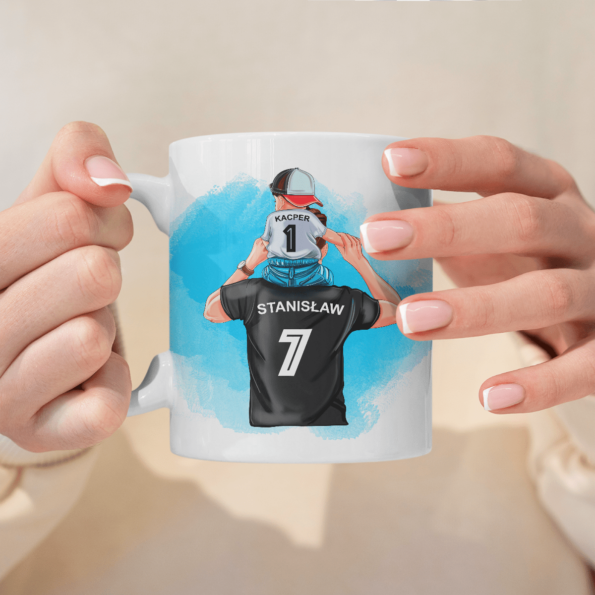 Tata z synem Clipart - 1x Kubek z nadrukiem, spersonalizowany prezent dla taty - Adamell.pl