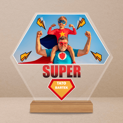 Tato superbohater - Druk na szkle, spersonalizowany prezent dla taty - Adamell.pl