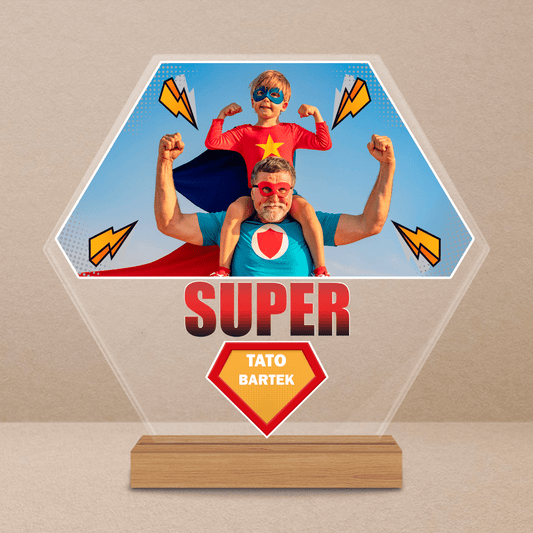 Tato superbohater - Druk na szkle, spersonalizowany prezent dla taty - Adamell.pl