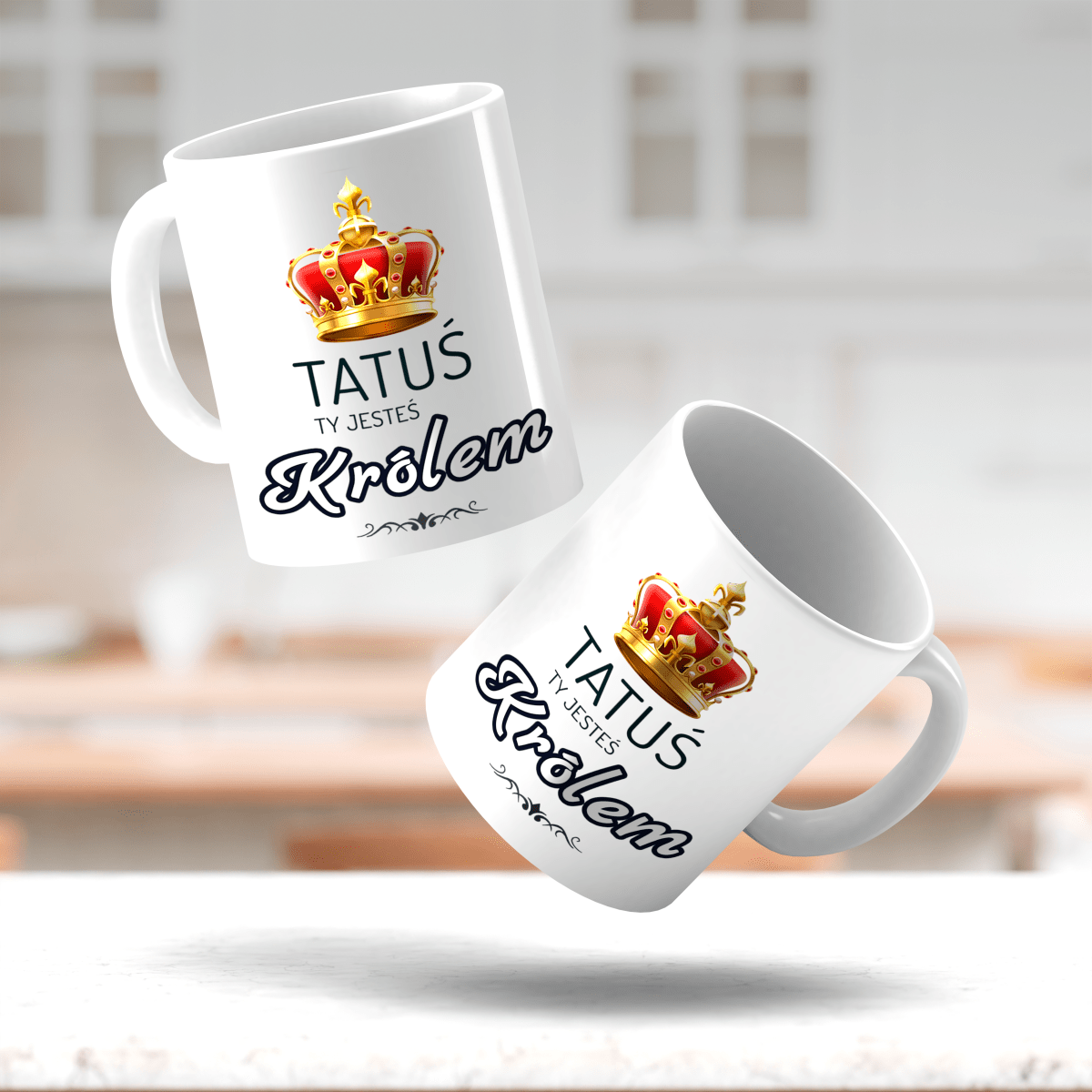 Tatuś Król - 1x Kubek z nadrukiem, spersonalizowany prezent dla taty - Adamell.pl
