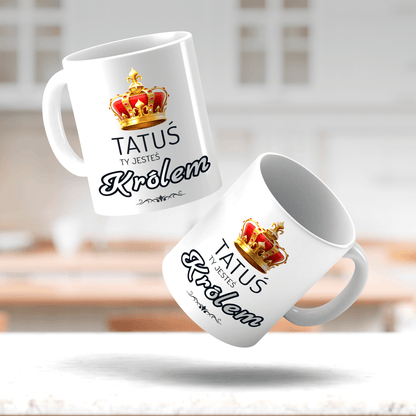 Tatuś Król - 1x Kubek z nadrukiem, spersonalizowany prezent dla taty - Adamell.pl