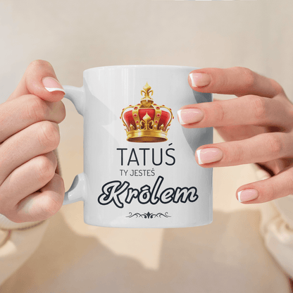 Tatuś Król - 1x Kubek z nadrukiem, spersonalizowany prezent dla taty - Adamell.pl
