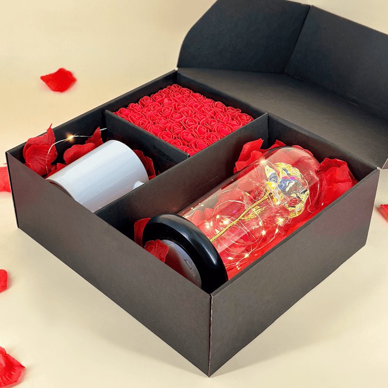 Tęczowa wieczna róża + kubek z nadrukiem NAJLEPSZA CIOCIA box 2 w 1 - zestaw prezentowy, spersonalizowany prezent dla cioci - Adamell.pl