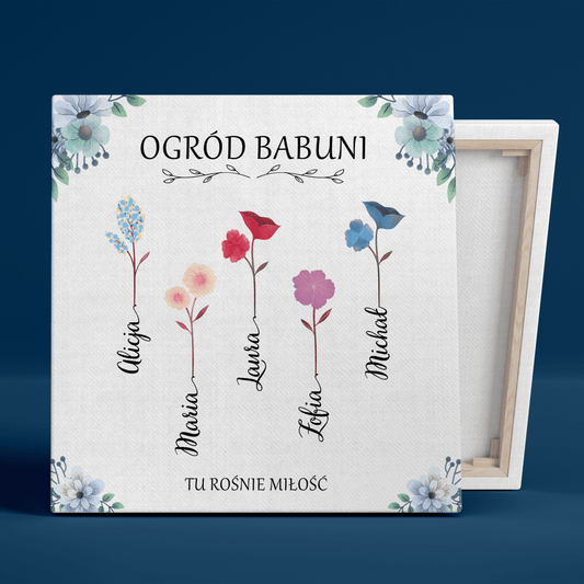 Tu rośnie miłość - druk na płótnie, spersonalizowany prezent dla babci - Adamell.pl