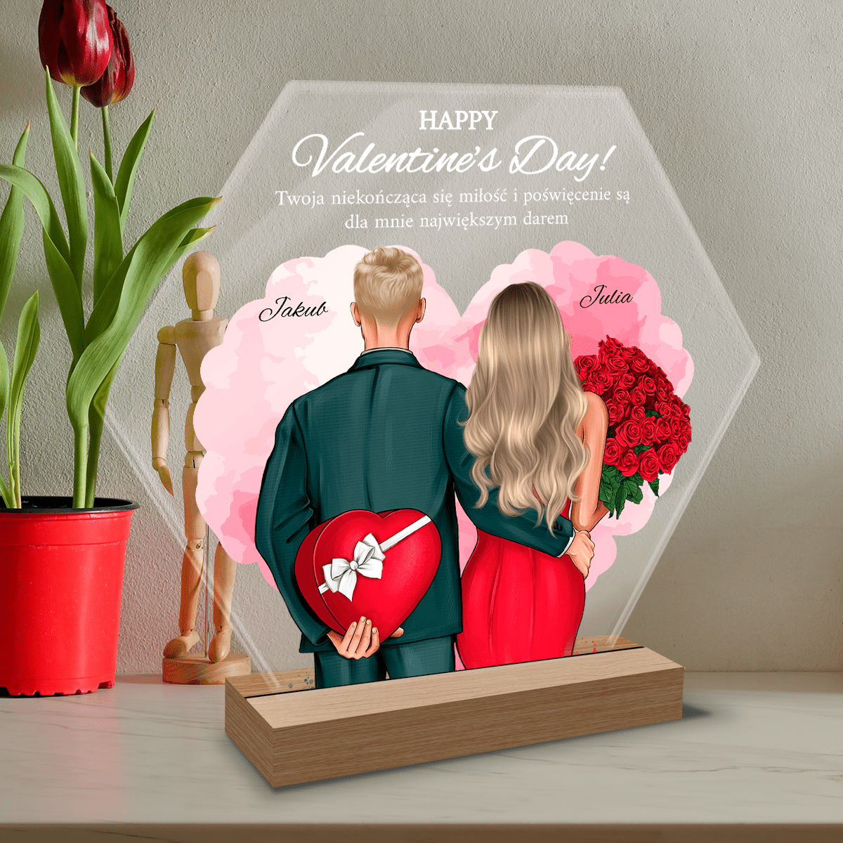 Twoja miłość Clipart - Druk na szkle, spersonalizowany prezent dla pary - Adamell.pl