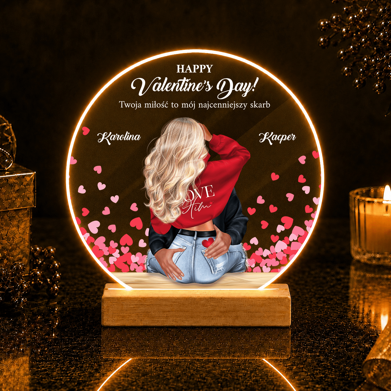 Twoja miłość to skarb - Druk na szkle, spersonalizowany prezent dla niego - Adamell.pl